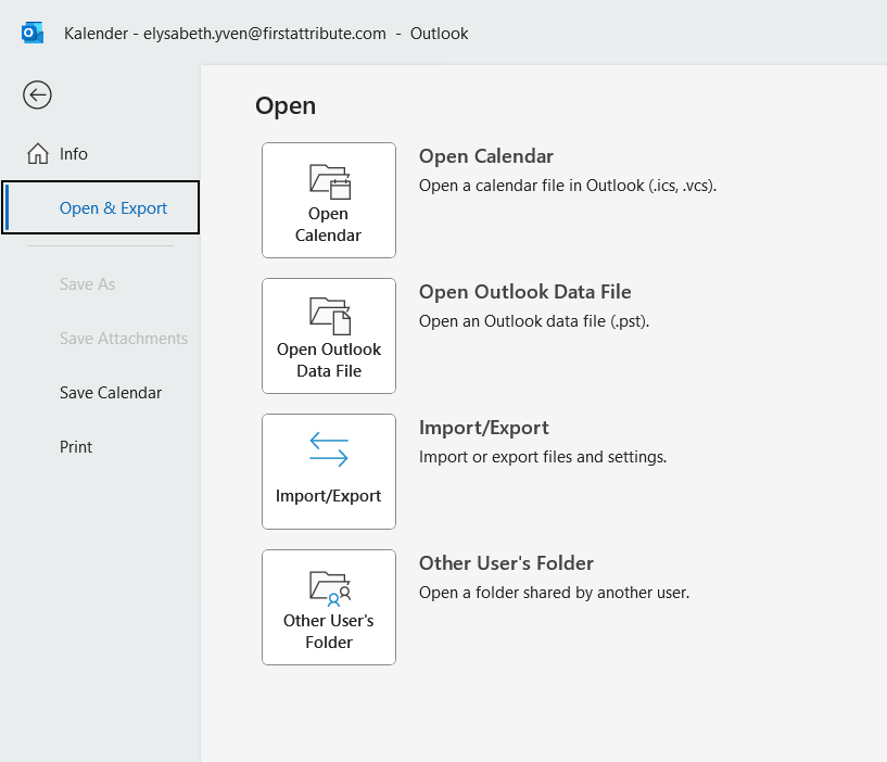 Export contacts from Outlook using an integrated wizard