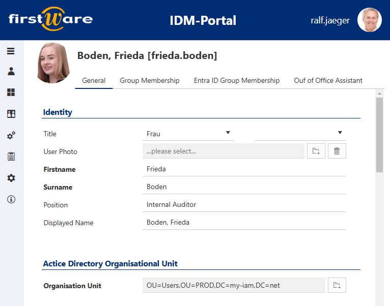 Onboarding of a new user in the IDM-Portal