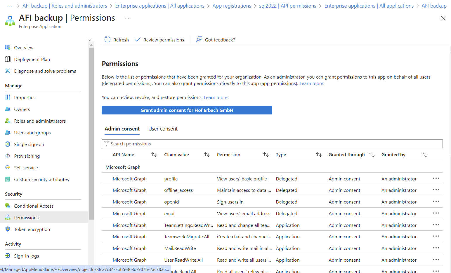 Control authorizations in enterprise applications