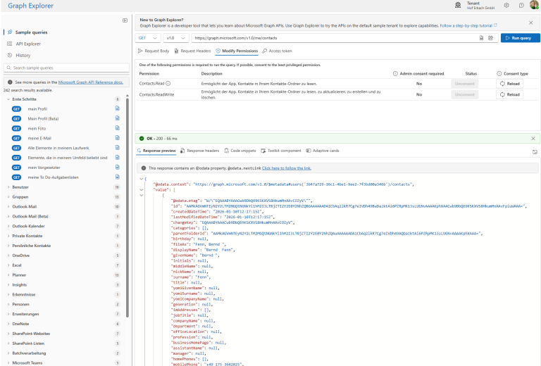 Graph API Exchange for centralized contact management